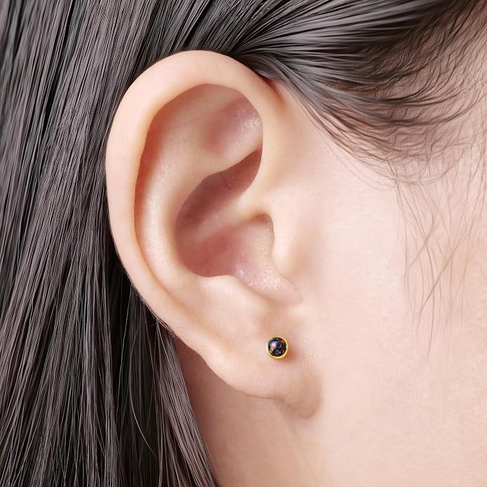 limerencia 18G Hypoallergenic Titanium Opal Threadless Nose Stud Earrings, 2PC Flat Back Push in Stud Earrings Labret Medusa Monroe Helix Cartilage Tragus Conch Piercing Jewelry for Women Men