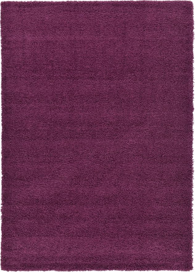 Unique Loom Solid Shag Collection Area Rug (7' 1" x 10' Rectangle, Eggplant Purple)