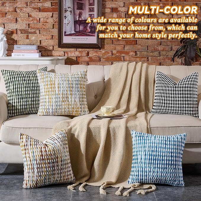 AmHoo Boho Chenille Pillow Cover Decorative Tufted Pillowcase for Couch Bed Sofa Bedroom Living Room Modern 20 x 20-Inch Sage Green