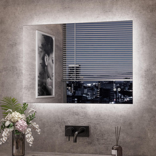 TETOTE 40 x 28 Inch LED Mirror Backlit Bathroom,Anti-Fog Mirror with Light,Dimmable,CRI90+,IP54 Water Proof,Wall Mounted Vanity Lighted,Horizontal/Vertical