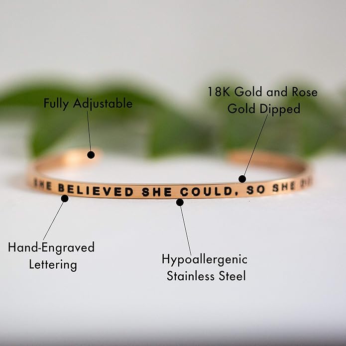 MantraBand - Mantra Band Bracelet - Silver color - Inspirational Engraved Adjustable Cuff - Gifts for Women, Sisters, Friends, Family