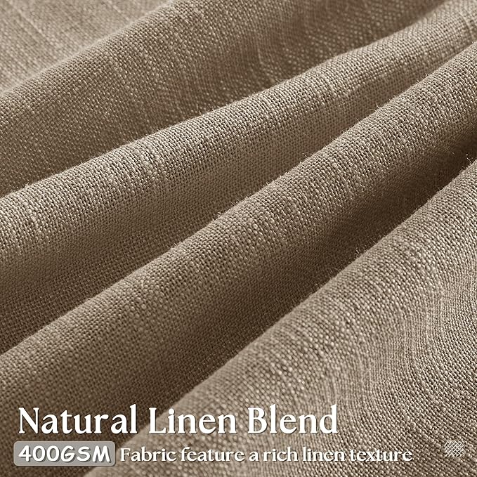 Light Brown Linen Curtains 92 Inches Long for Living Room Pinch Pleated Drape with Hooks Rings for Track System Light Filtering Farmhouse 92 Inch Curtain for Bedroom Sliding Patio Door 2 Panels