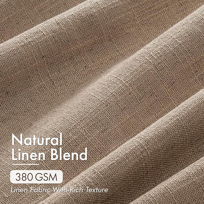 MIULEE 4 Panels Set Pinch Pleated Linen Curtains 102 Inches Long for Living Room Bedroom, Thick Linen Drapes Pleat Back Tab Memory Trained Light Filtering Light Brown Window Curtains with Hooks