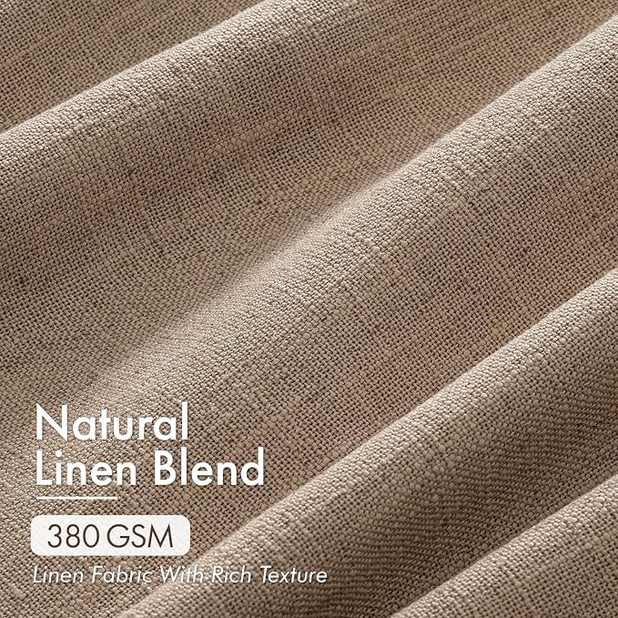 MIULEE 4 Panels Set Pinch Pleated Linen Curtains 84 Inches Long for Living Room Bedroom, Thick Linen Memory Trained Drapes Pleat Back Tab Light Filtering Linen Brown Window Curtains with Hooks