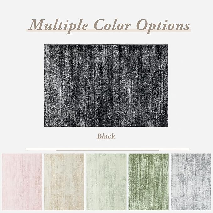 Black and White Rug for Room Abstract Modern Boho Soft Washable Rugs 5x7 | Aesthetic Neutral, Office Chair Mat for Low Pile Floor Carpet, for Dorm Living Room, Non Slip Rubber Backing, Floor Covering