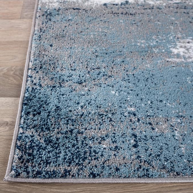 Rugshop Watercolor Distressed Modern Bohemian Area Rug Blue 5' x 7'