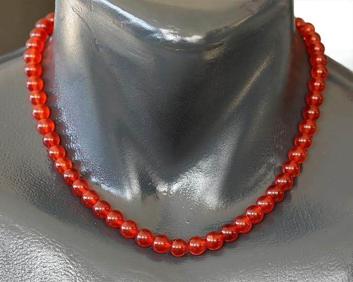 Natural Gemstone Beaded Choker Necklace | 8mm Handmade Adjustable Jewelry for Men & Women | Chakra Balancing Crystal Necklace | Spiritual Gift | Macrame Cord with Extender