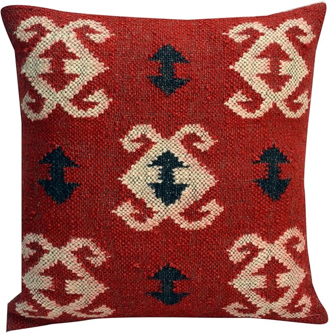 Chouhan Rugs 4 PCS Set of Hand Woven Jute Kilim Cushion Cover Indian Vintage Pillows 18X18 Rug Boho Shams (Pattern 5)