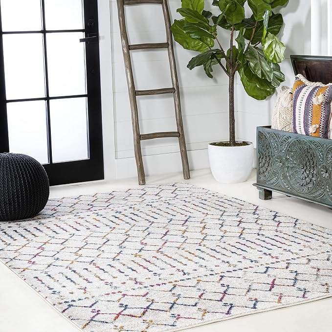 JONATHAN Y Boho Vintage Diamond Cream/Multi Indoor Area Rug 3X5 ft, Moroccan Hype for Living Room, Bedroom, Kitchen, Office, Easy-Cleaning, High Traffic, Pet-Friendly, Non-Shedding (MOH101H-3)