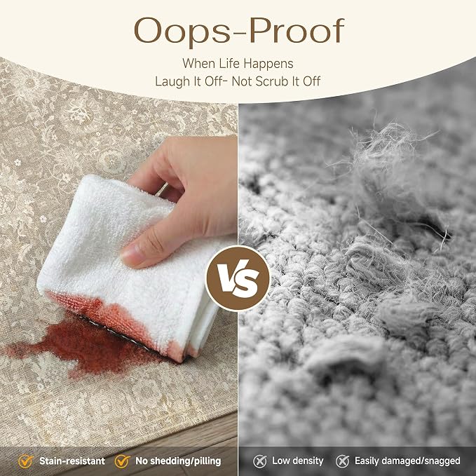 HUGEAR Area Rugs 5x8 Beige Washable Rug for Living Room Bedroom Neutral Vintage Rug Carpet Distressed Soft Durable Non Slip No Shedding for Indoor Dining Nursery Farmhouse