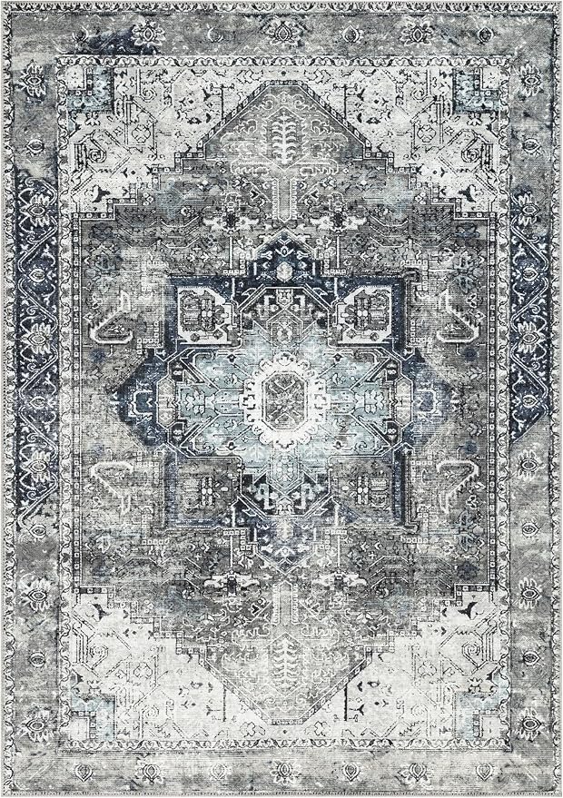 Keen Home Design 48"x72" Rug - Machine Washable Area Rug with Non-Slip Backing, Ideal for Living Room, Dining Room, Bedroom - Vintage, Easy Clean, Durable, Low Pile - (4' x 6')