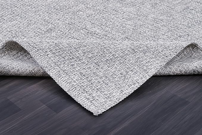 Luul Home Easy Jute Rugs 5x7 Gray Color Living Room Indoor Outdoor Area Rug for Farmhouse Patio and Kitchen Rug High Traffic Washable Easy to Clean Solid Boho Woven Design Outside Carpet (5 x 7)