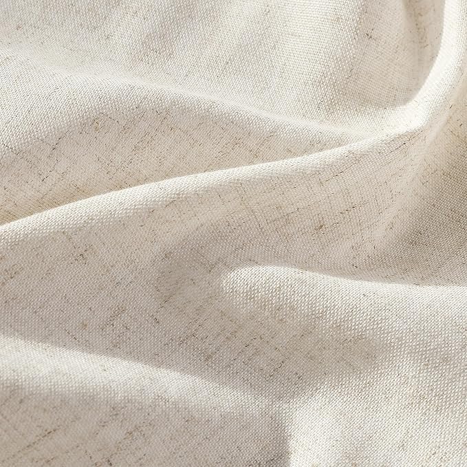 Aersas Natural Pinch Pleat Linen Curtains 80 Inch Length 2 Panels Set for Bedroom Dining Room Semi Sheer Linen Boho Farmhouse Neutral Window Curtains 80 Inches Long for Living Room Nursery 50x80