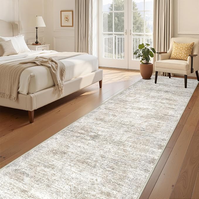 3x10 Runner Rug Non Slip,Washable Hallway Runner Rug,Taupe | Long Neutral Rugs for Kitchen,Entryway,Bedroom,Bathroom,Laundry Room,Thin,Soft Runner Rug,Stain Resistant Indoor Carpet