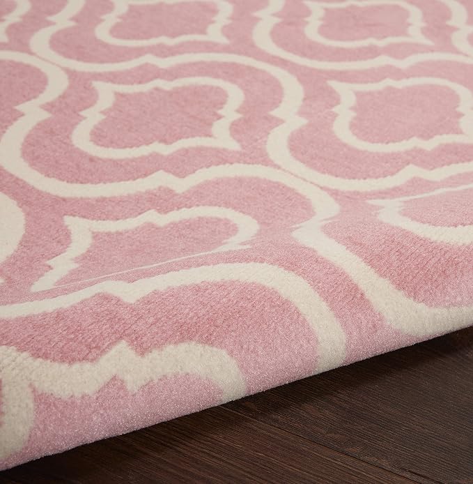 Nourison Home Jubilant Trellis Pink 8'6'' x 12' Area-Rug, Easy-Cleaning, Non Shedding, Bed Room, Living Room, Dining Room, Kitchen (8x12)