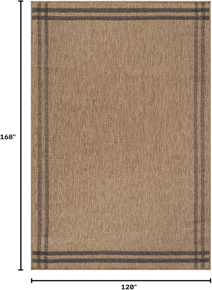 Luul Home Easy Jute Rugs 10x14 Bordered Natural Color Living Room Indoor Outdoor Area Rug for Patio and Kitchen Rug High Traffic Washable Easy to Clean Solid Boho Woven Design Outside Carpet (10 x 14)