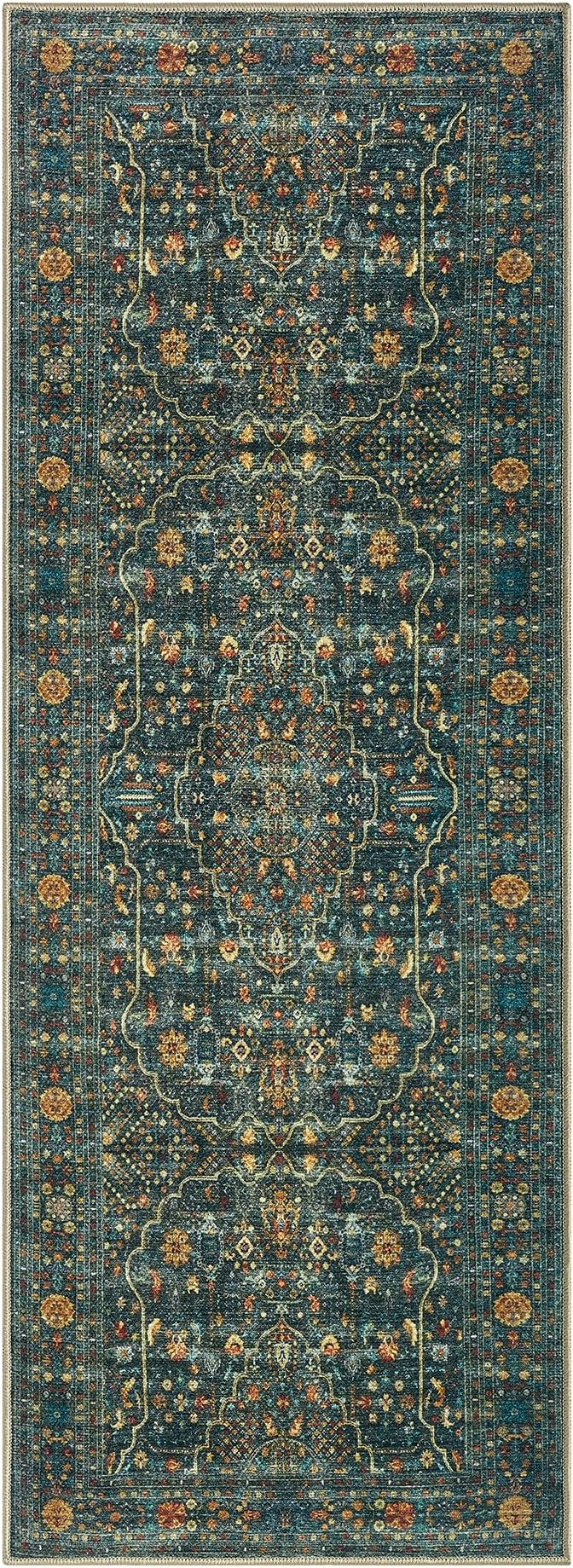 Keen Home Design 30"x144" Rug - Machine Washable Runner Rug with Non-Slip Backing, Ideal for Hallway, Entryway, Kitchen, Laundry Room - Vintage, Easy Clean, Durable, Low Pile - (2'6" x 12')