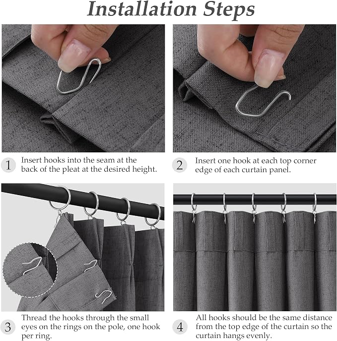 Aersas Blazer Grey Linen Curtains 84 Inches Long 2 Panels Set Back Tab and Rod Pocket Living Room Curtain Farmhouse Neutral Light Filtering Drapes for Bedroom Cottage 40 Inch Width x 84 Inch Length