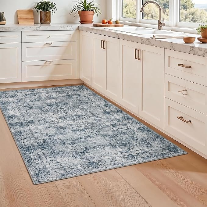 Joydeco 3x5 Area Rugs for Living Room, Light Grey | Non Slip Machine Washable Low Pile for Bedroom Dining Room Home Office Pet & Child Friendly