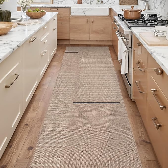 Non-Slip Jute Rug for Entryway: 2.5x8 Outdoor Mat - Beige Woven | Safe Walking for Family All Day and Help with Cutting Slip Falls by 70%