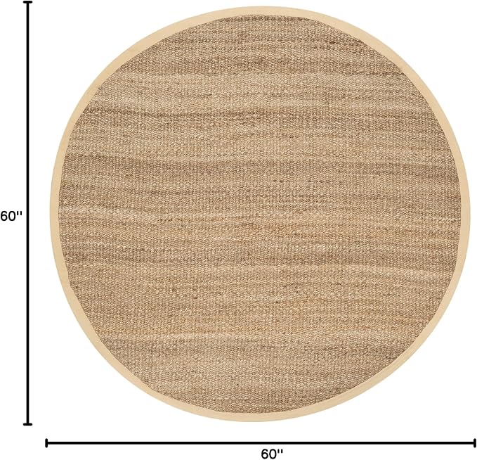 SAFAVIEH Natural Fiber Collection Area Rug - 5' Round, Natural, Handmade Farmhouse Jute, Ideal for High Traffic Areas in Living Room, Bedroom (NF732A)