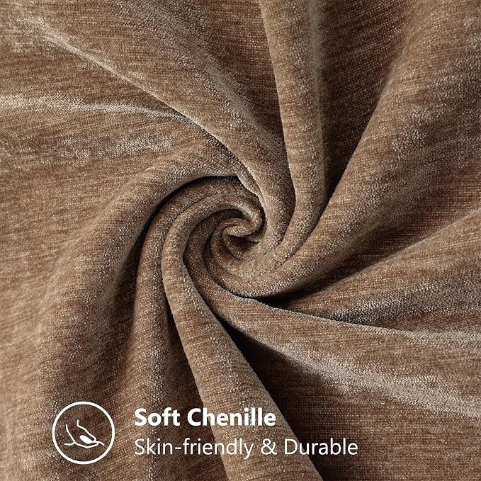 decorUhome Soft Chenille Throw Pillow Covers 16x16 Set of 2 Brown | Fall Textured Decorative Throw Pillow Cases Stitched Edge Modern Farmhouse Luxury Boho Velvet for Couch Sofa Bed Home Decor