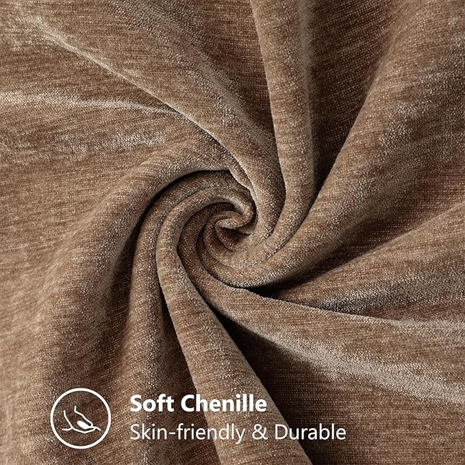 decorUhome Soft Chenille Throw Pillow Covers 12x20 Set of 2 Brown | Fall Textured Decorative Throw Pillow Cases Stitched Edge Modern Farmhouse Luxury Boho Velvet for Couch Sofa Bed Home Decor