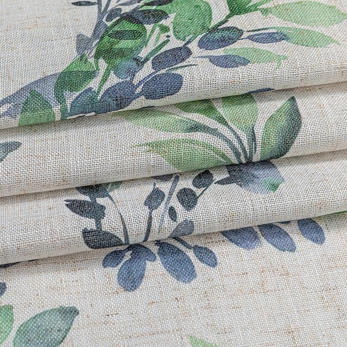 MYSKY HOME Linen Tier Patterned Curtains Over Sink 36 Inch Long Set of 2 Light Filtering Privacy Half Window Curtains with Rod Pocket for Kitchen, Cabinet, Basement, Camper, Green, 30" W Each Panel