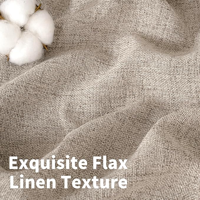 YoungsTex Dark Oatmeal Linen Curtains 54 Inch Length, Bronze Grommet Light FilteringTextured Window Drapes Privacy for Bedroom Living Room Decorative Burlap Rustic, 52 x 54 Inch, 2 Panels