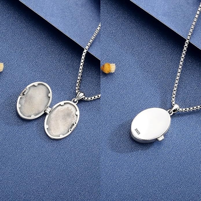 APOTIE Silver Vintage Locket Necklace for Photo Tree of Life Cardinal Keepsake Holds Pictures Memorial Pendant Jewelry for Women (Cardinal)