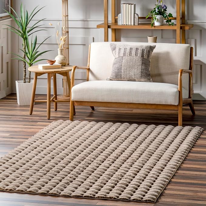 nuLOOM Jeni Taupe Checkered Washable Area Rug, 2' x 3' | Nuloom Jeni Checkered 2' x 3' Machine Washable Accent Rug for Living Room Bedroom Dining Room Entryway, Taupe