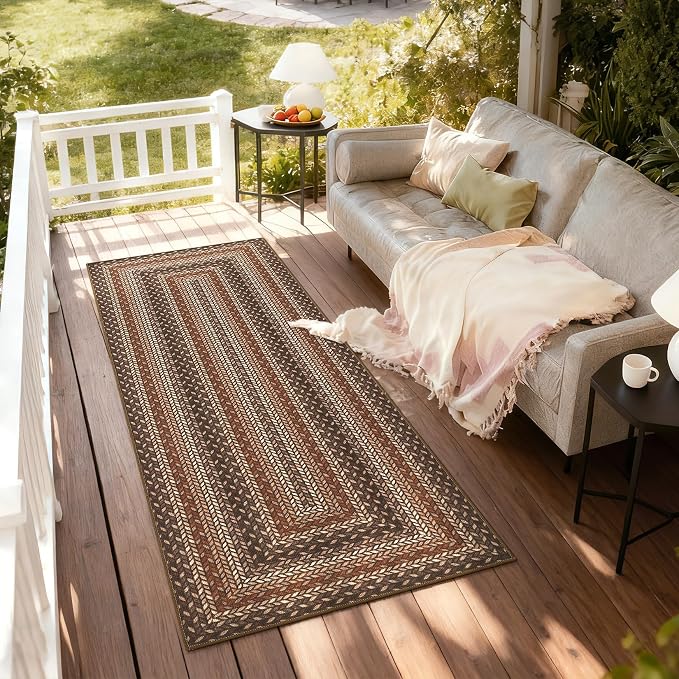 GarveeHome Indoor Easy Jute Runner Rug 2x6 Washable Kitchen Runner Rugs | Low Pile Non Slip Throw Runners Carpet Stain Resistant Long Hallway Mat Living Room Bedroom Bedside Area Rugs, Tan