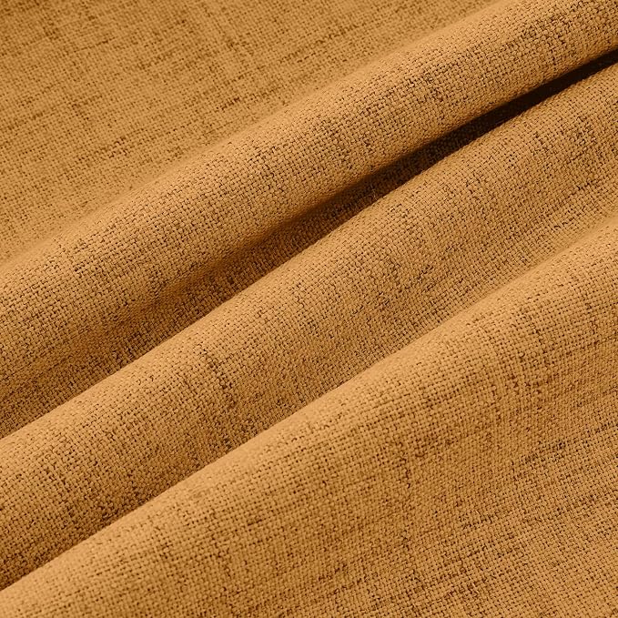 MIULEE Fall 100% Blackout Linen Curtains 42" x 90" Mustard Yellow 2 Panels | Thermal Insulated, Room Darkening Drapes for Bedroom Living Room, Back Tab Rod Pocket Pinch Pleated, Solid Luxury Decor