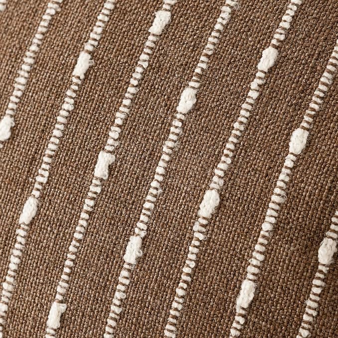 Foindtower Pack of 2 Decorative Jacquard Boucle Throw Pillow Covers Accent Textured Striped Pillowcases Soft Boho Modern Cushion for Couch Sofa Bedroom Living Room Home Decor 20x20 Inch Brown