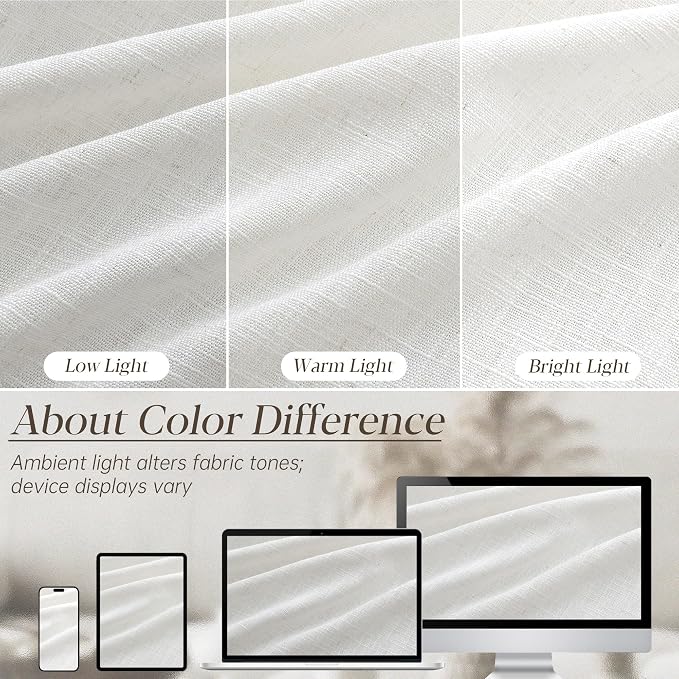 80 Inch Extra Wide Pinch Pleated Curtains 108 Inch Length for Living Room Large Window Drapes Light Filtering Privacy for Bedroom Back Tab with Hooks Clip Rings Natural 80W x 108L