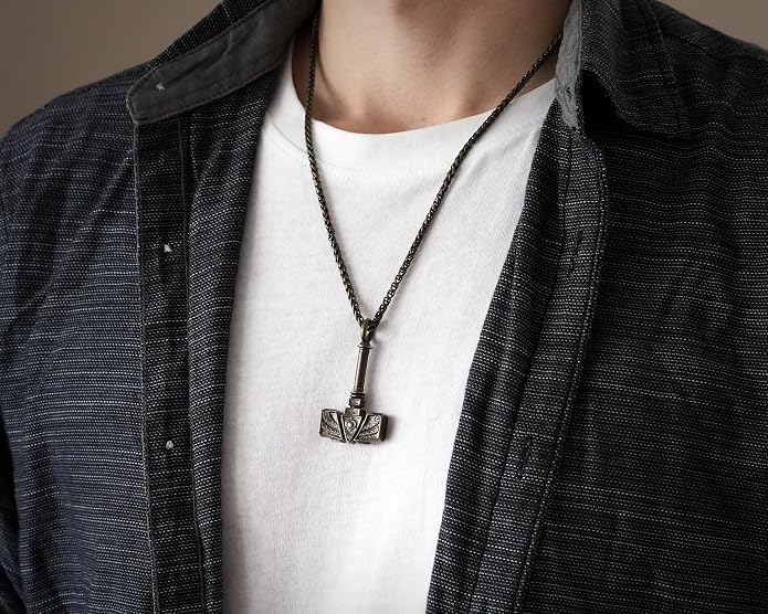 Baldur Jewelry - Thors Hammer Necklace Pendant Mjölnir - Viking Norse Thor Hammer Pendant Viking Jewelry - Thor Necklace - Thor Gifts for Men - Viking Necklace for Men