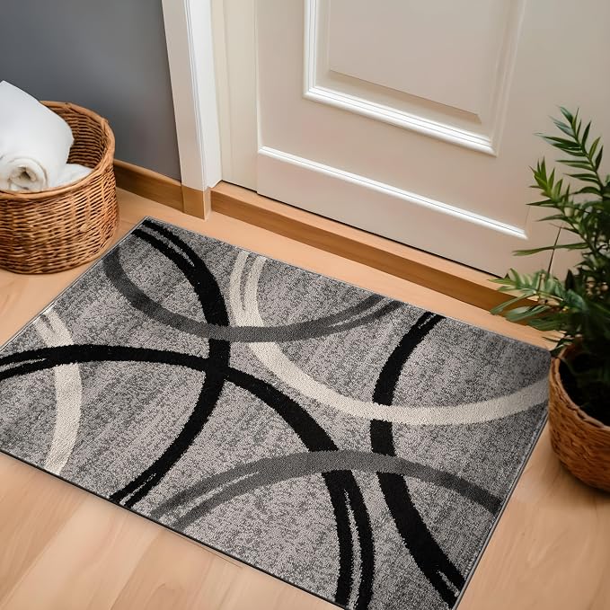 Rugshop Wavy Circles Accent Fade-Resistant Area Rug Gray 2'7" x 4'