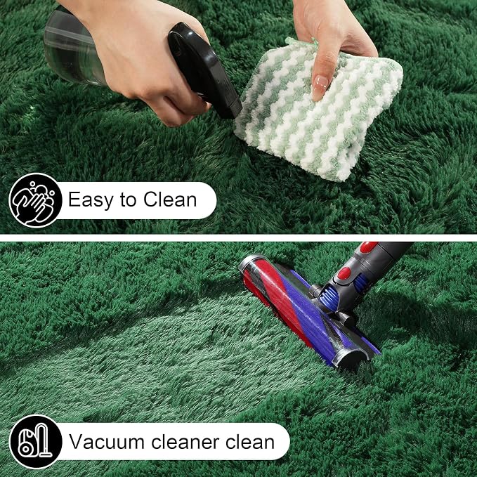 6x9 Area Rugs for Living Room, Large Fluffy Dark Green Rugs for Bedroom, Fuzzy Shag Soft Non-Slip Carpet for Kids Girls and Boys Nursery Dorm Indoor Room Home Decor (6ft X 9ft, Dark Green)