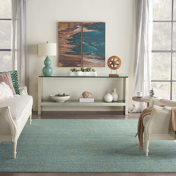 Nourison Home Nourison Essentials Blue Green 7' x 10' Area Rug - Easy Clean, Non Shedding, Bed Room, Living Room, Dining Room, Kitchen (7' x 10')