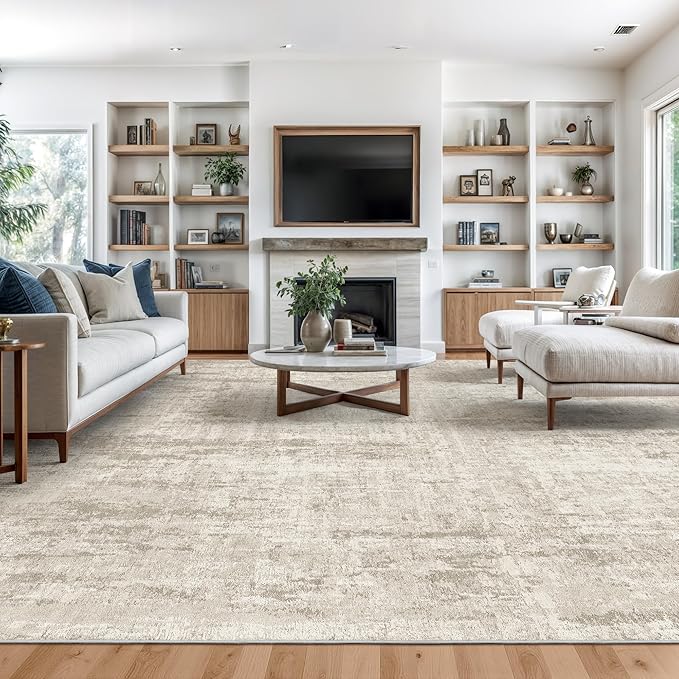 Valenrug Washable Rug 7x9 - Stain Resistant 7x9 Entryway Area Rugs for Living Room, Non Slip Backing Printed Rugs for Bedroom, Folable Area Rug(7'x9', Beige)
