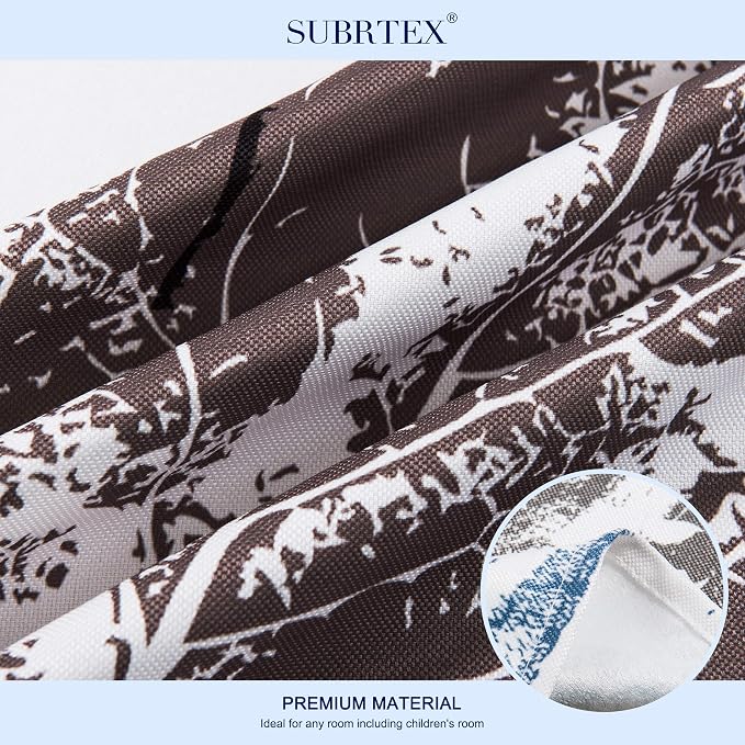 SUBRTEX Light Flitering Curtains 52Wx84L, Room Darkening Vibrant Floral Drapes, 50% Blackout, Semi Sheer Boho Farmhouse Curtains for Living Room, Gray