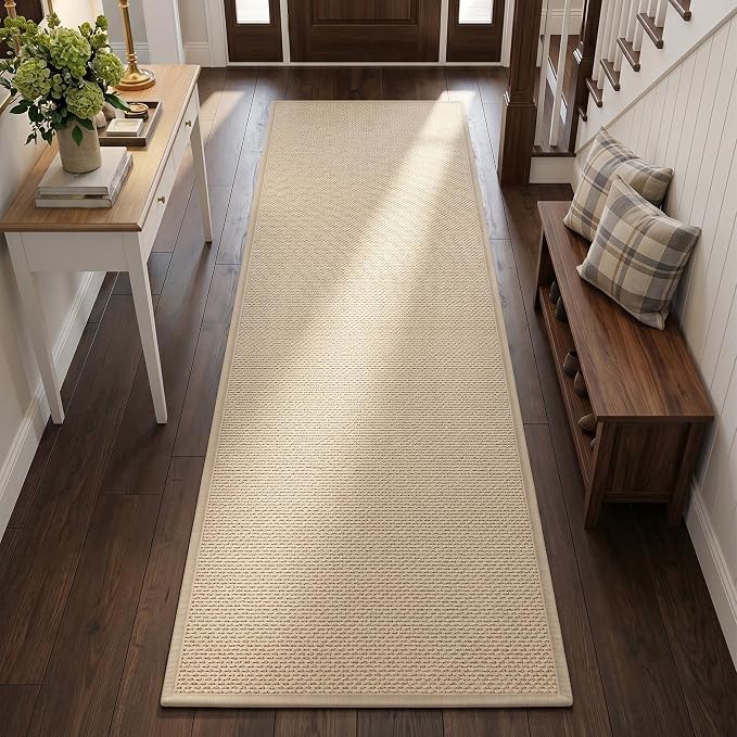 8FT Laundry Rug Runner Mat Non Slip, Rubber Backed Kitchen Sink Rug Carpet Mat, Absorbent Hall Floor Runner Rug, Beige