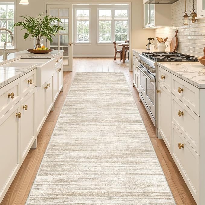 2'6 x 10' Runner Rug Non Slip,Washable Kitchen Rugs,Brown | 10 ft Runner Rug for Hallway,Entryway,Bedroom,Bathroom,Living Room,Thin,Soft, Long Rug,Stain Resistant Indoor Carpet