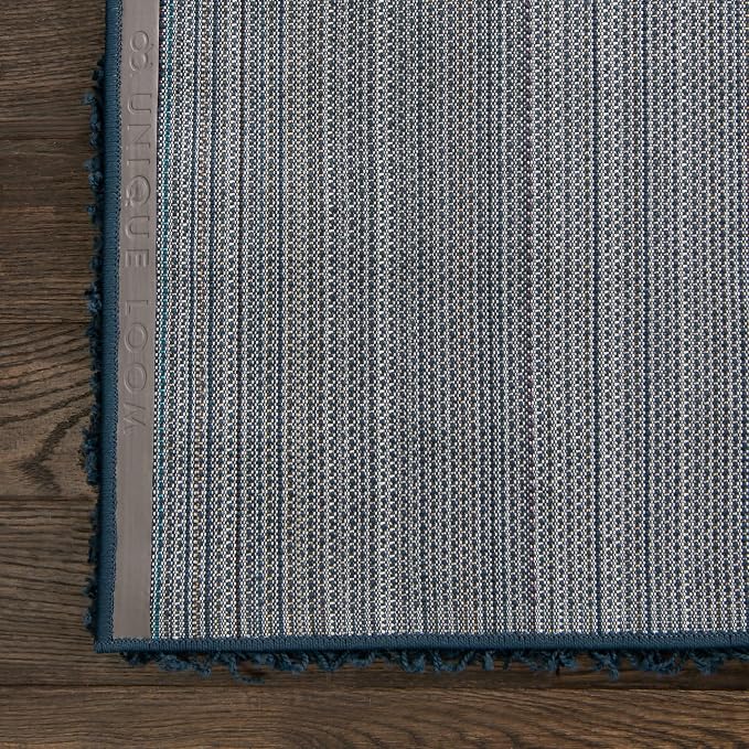 Unique Loom Solid Shag Collection Area Rug (5' 1" x 8' Rectangle, Sapphire Blue/ Navy Blue)