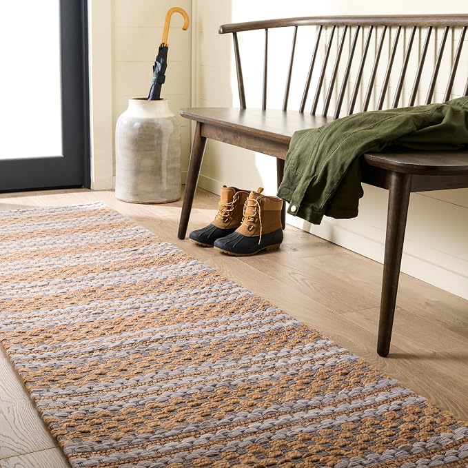 Martha Stewart X SAFAVIEH Collection Runner Rug - 2'3" x 8', Natural & Grey, Handmade Wool & Jute, Ideal for Hallway, Foyer, Bedroom (MSR9528F)