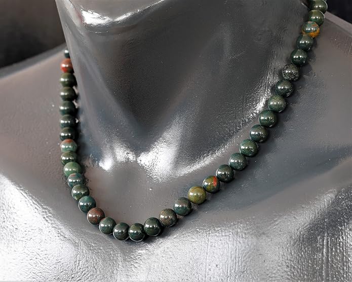 Natural Gemstone Beaded Choker Necklace | 8mm Handmade Adjustable Jewelry for Men & Women | Chakra Balancing Crystal Necklace | Spiritual Gift | Macrame Cord with Extender
