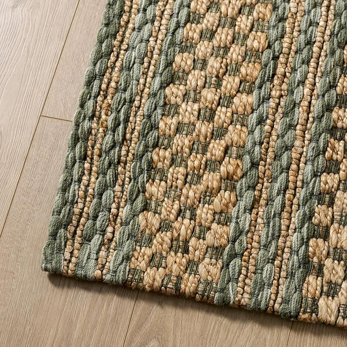 Martha Stewart X SAFAVIEH Collection Runner Rug - 2'3" x 8', Natural & Green, Handmade Wool & Jute, Ideal for Hallway, Foyer, Bedroom (MSR9528Y)