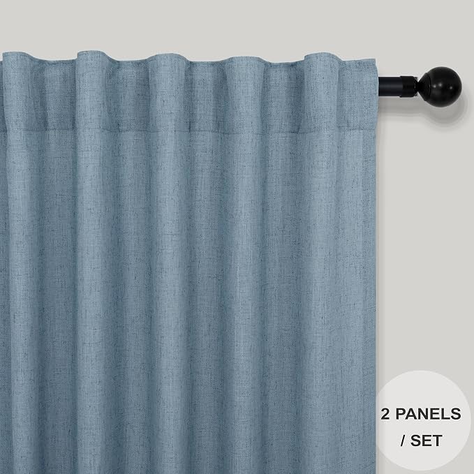 Light Blue Curtains 72 Inch Length for Boys Room 2 Panels Back Tab Pocket Light Diffusing Country Farmhouse Boho Slate Blue Curtain for Bedroom Living Room Door 52x72 Inches Long Dusty Stone Blue Grey