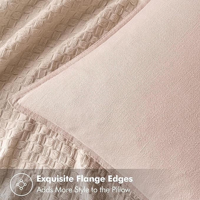 MIULEE Decorative Linen Pillow Covers 20x20 Inch Light Pink | Boho Farmhouse Neutral Couch Throw Pillows for Bed, Pack of 2 Accent Modern Pillowcases, Sofa Livingroom Home Decor