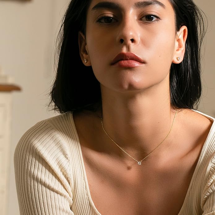 S.Leaf 18K Gold Plated Cubic Zirconia Choker Necklace for Women 925 Sterling Silver Layered Coin Moon Star Heart Circle Crystal Lariat Pendant Necklaces Gifts for Women Trendy